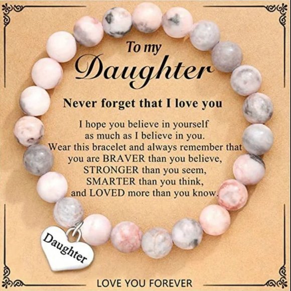 Daughter pink zebra beaded bracelet - Picture 1 of 4
